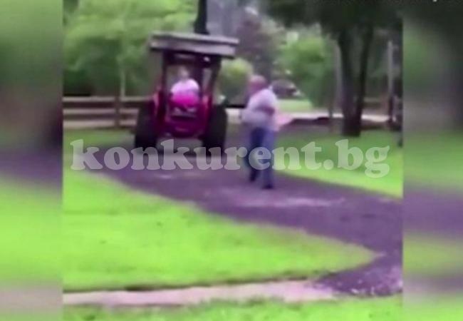 Обезумял възрастен мъж се опита да сгази с трактор съседа си (ВИДЕО)  