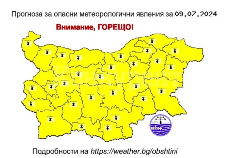 Опасните горещини продължават: Жълт код за високи температури днес