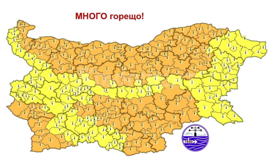 В понеделник максимални температури до 41°