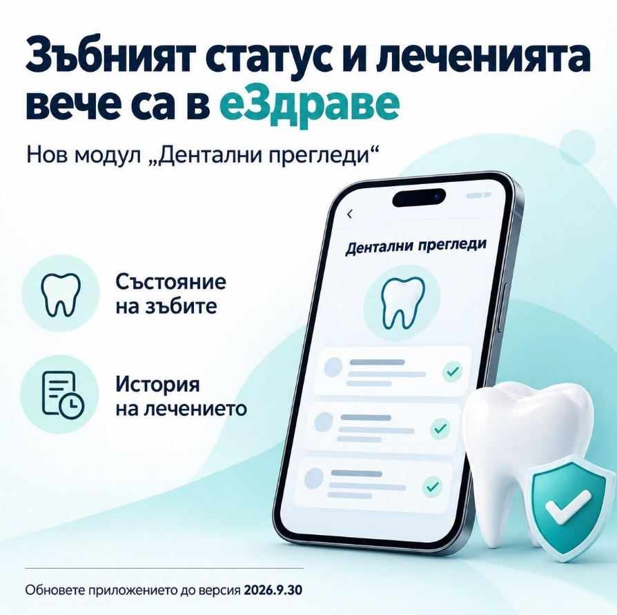 Зъбният статус и леченията вече са достъпни в еЗдраве