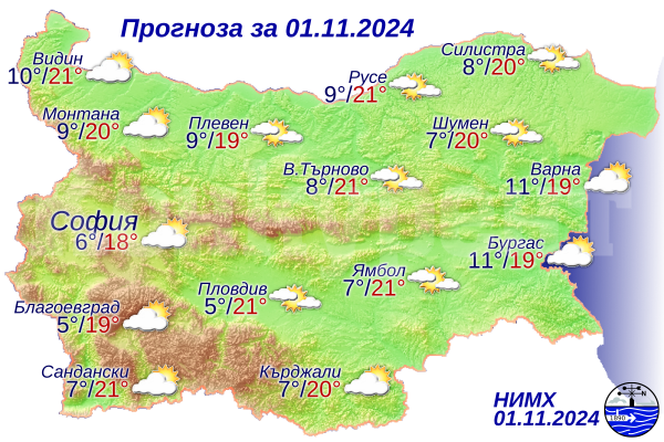 Вижте какво ще бъде времето днес