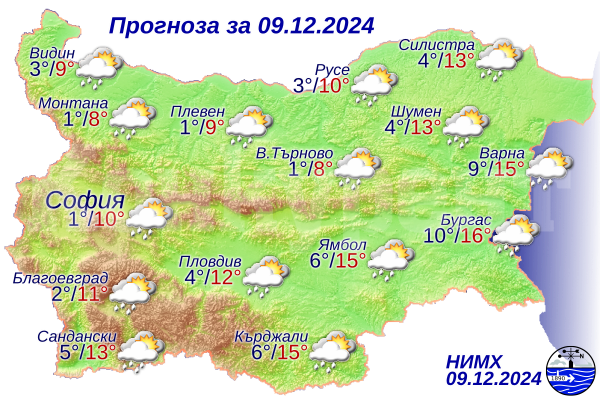 Вижте какво ще бъде времето днес