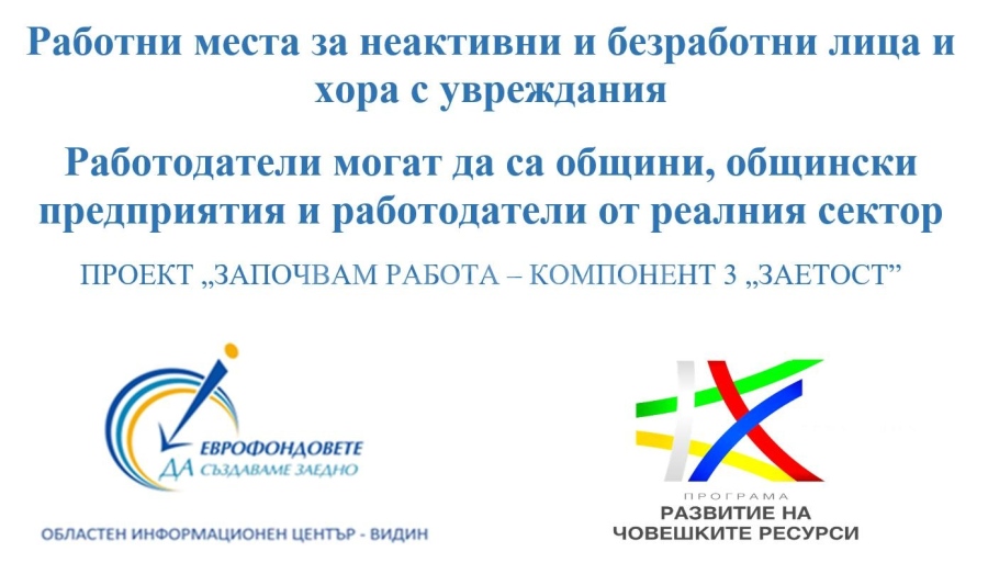 Проект „Започвам работа – Заетост“ осигурява нови възможности за трудова интеграция в област Видин