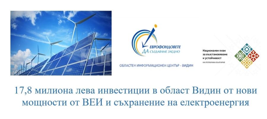 Над 17,7 милиона лева инвестира област Видин в нови ВЕИ - мощности