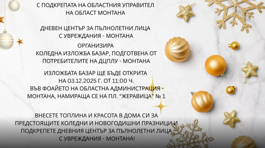 Деца с увреждания подготвят коледен базар в Монтана