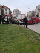 На натоварено кръгово в Монтана, автомобил се обърна по таван заради отнето предимство 