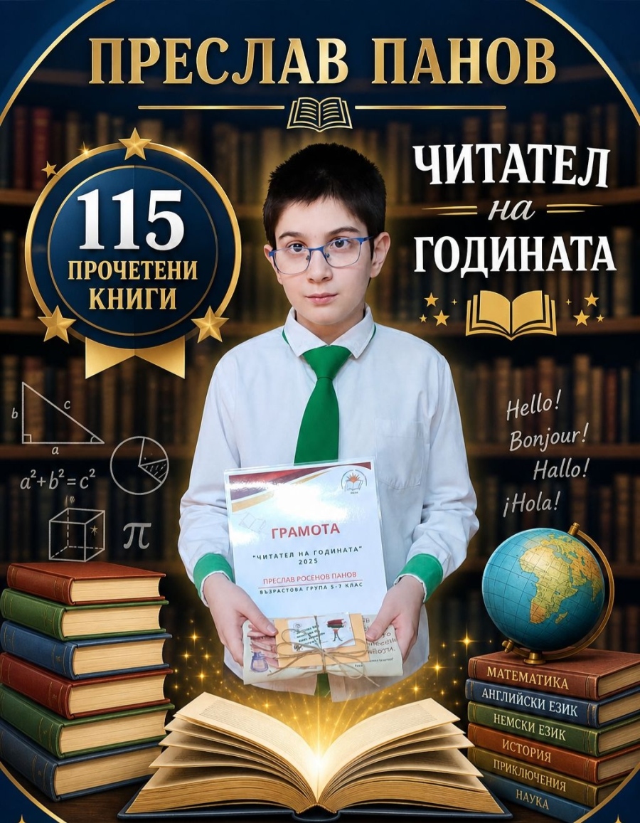 Преслав Панов от  Видинската математическа гимназия - 115 прочетени книги и Читател на годината