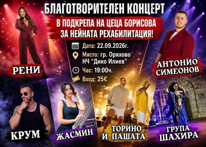Оряхово се обединява в доброто: Организират благотворителен концерт в подкрепа на Цеца Борисова