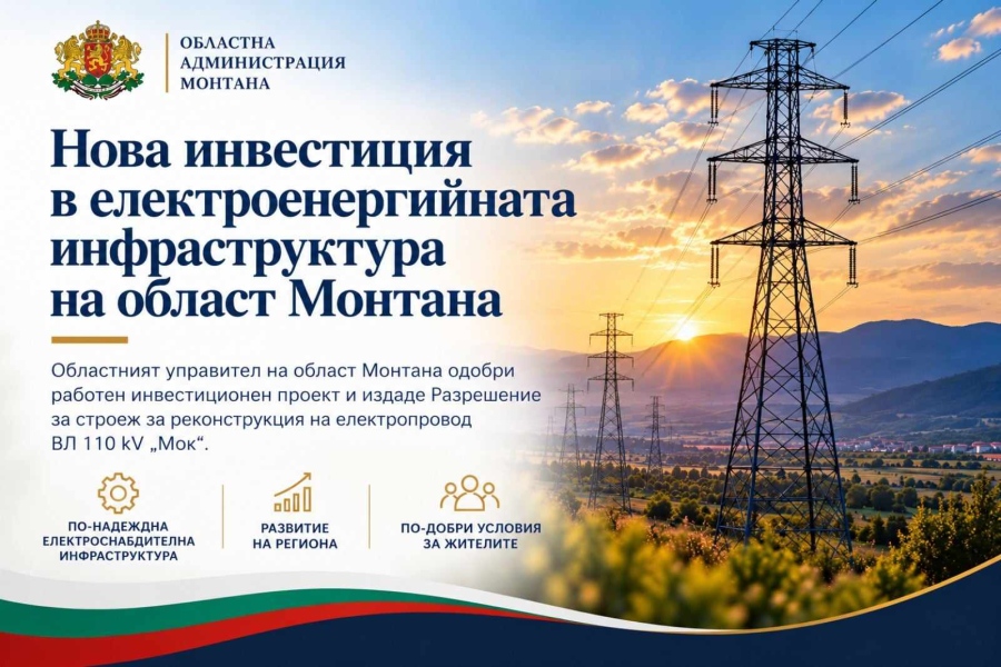 Предстои реконструкция на голям електропровод в Монтанско
